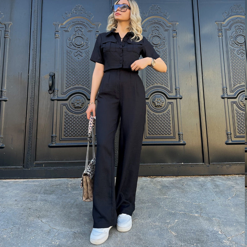 Conjunto de dos piezas de top y pantalón corto de verano para mujer