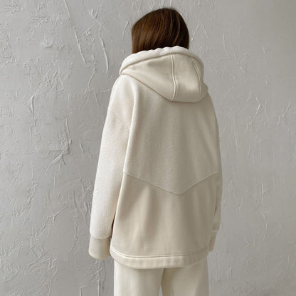 Ropa de otoño para mujer, suéter con capucha y cremallera, cárdigan, pantalones de abrigo, traje de dos piezas