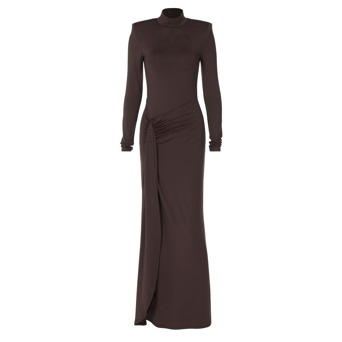 Vestido de invierno sexy con abertura y cuello alto para mujer