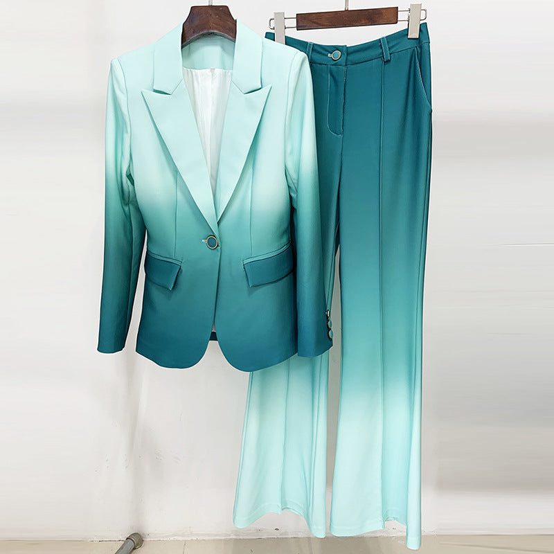 Traje ajustado con degradado de estrellas y pantalones acampanados de dos piezas