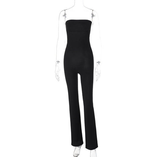 Mono ajustado de color liso con top de tubo para mujer, ropa de primavera y verano