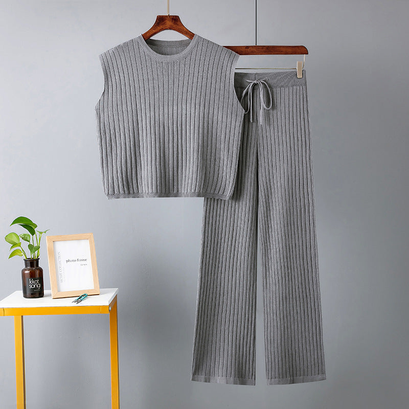 Ropa de verano para mujer, traje holgado informal de dos piezas, traje de color liso
