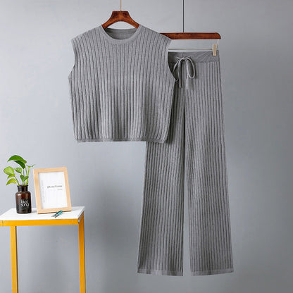 Ropa de verano para mujer, traje holgado informal de dos piezas, traje de color liso