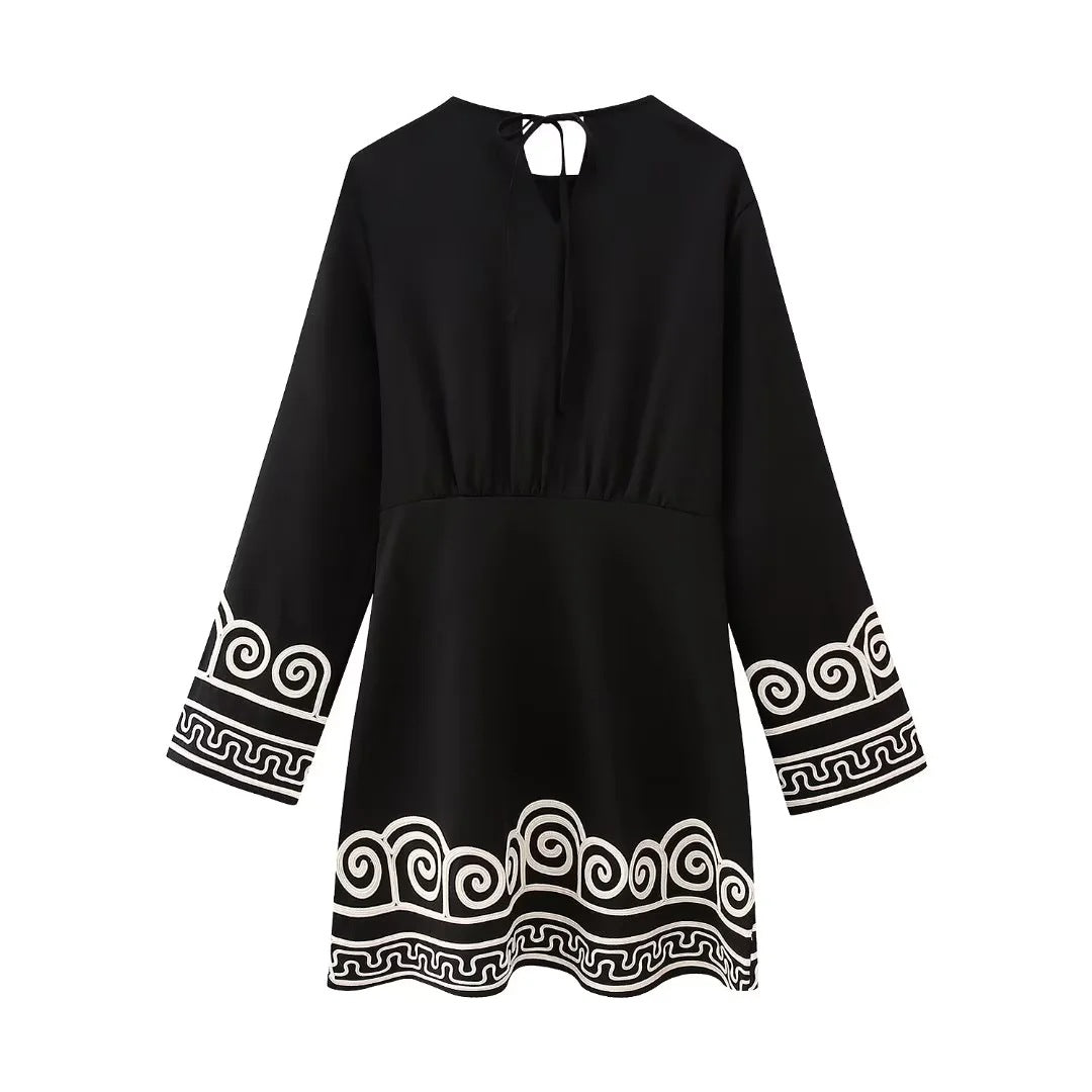 Vestido suelto de manga larga con estampado floral para mujer, ropa de otoño