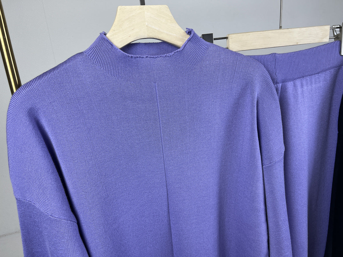 Conjuntos de suéter de manga larga populares de otoño e invierno, pantalones de punto de dos piezas, ropa para mujer