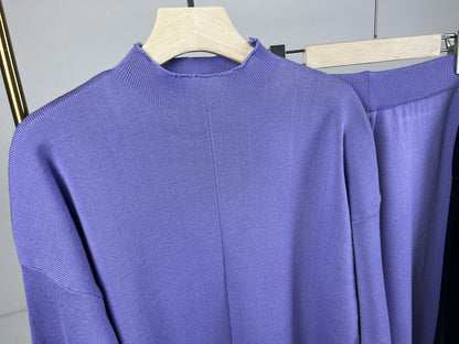 Conjuntos de suéter de manga larga populares de otoño e invierno, pantalones de punto de dos piezas, ropa para mujer