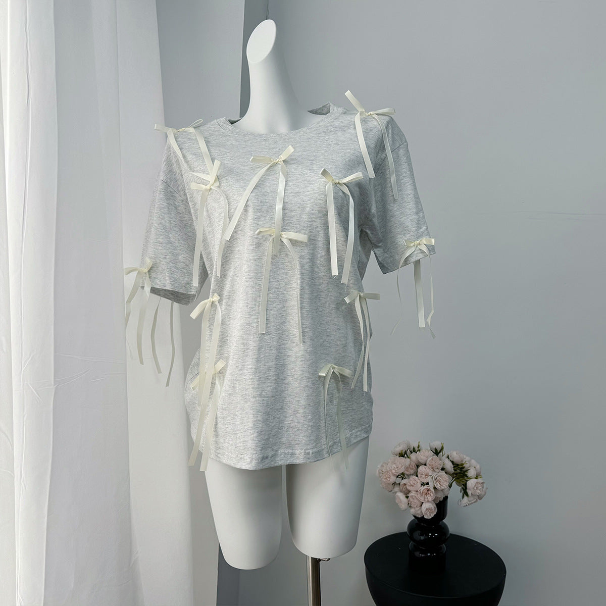 Camiseta de manga corta con borlas largas de verano para mujer, top informal holgado de algodón