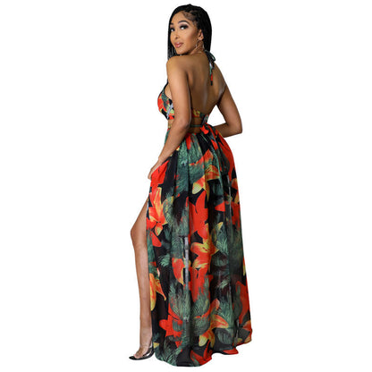 Vestido floral de mujer, vestido de longitud media con tirantes, vestido estampado francés