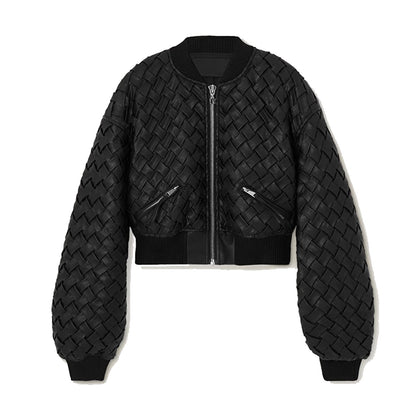 Traje de vuelo con cremallera y diseño tejido negro romántico de Niche, abrigo corto, minifalda tipo tubo