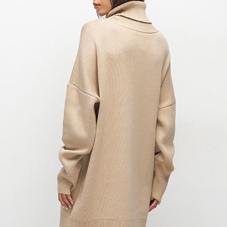 Suéter de cuello alto para mujer, otoño e invierno, largo medio, grueso, ruso, manga larga, tejido de punto