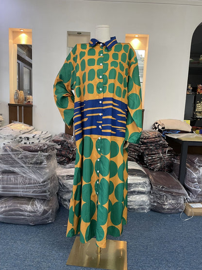 Vestido informal de diseño con cuello polo y estampado geométrico abstracto para mujer, talla grande