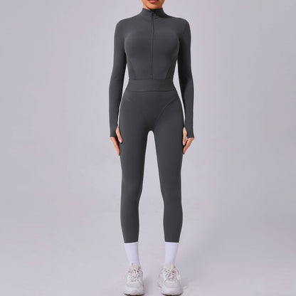 Mono de yoga con costuras de malla en ambos lados, cintura elástica ajustada, costuras con agujeros para los dedos, deportivo, fitness, de una pieza