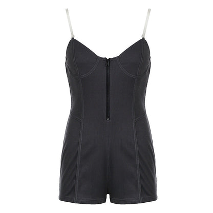Mono sexy con tirantes de tubo para mujer, con ribete desgastado y tirantes, con personalidad