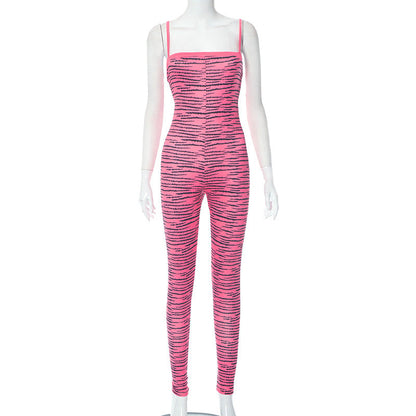 Ropa de mujer, mono sexy de verano con tirantes y tubo, cintura alta y corte ajustado.