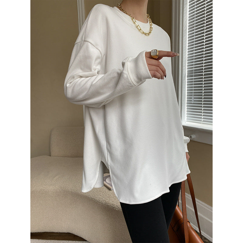 Camiseta cómoda cepillada Camisa holgada de otoño invierno