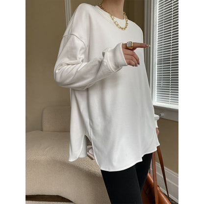 Camiseta cómoda cepillada Camisa holgada de otoño invierno