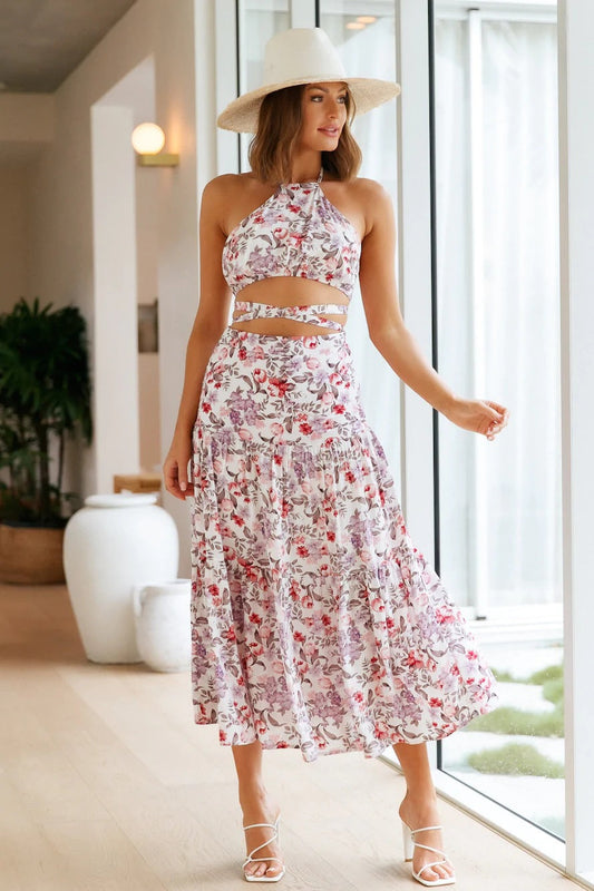 Conjunto informal de dos piezas con espalda descubierta y encaje plisado para primavera y verano para mujer
