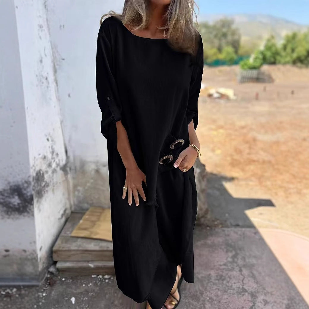 Bata asimétrica irregular holgada con hebilla de metal para primavera y verano para mujer