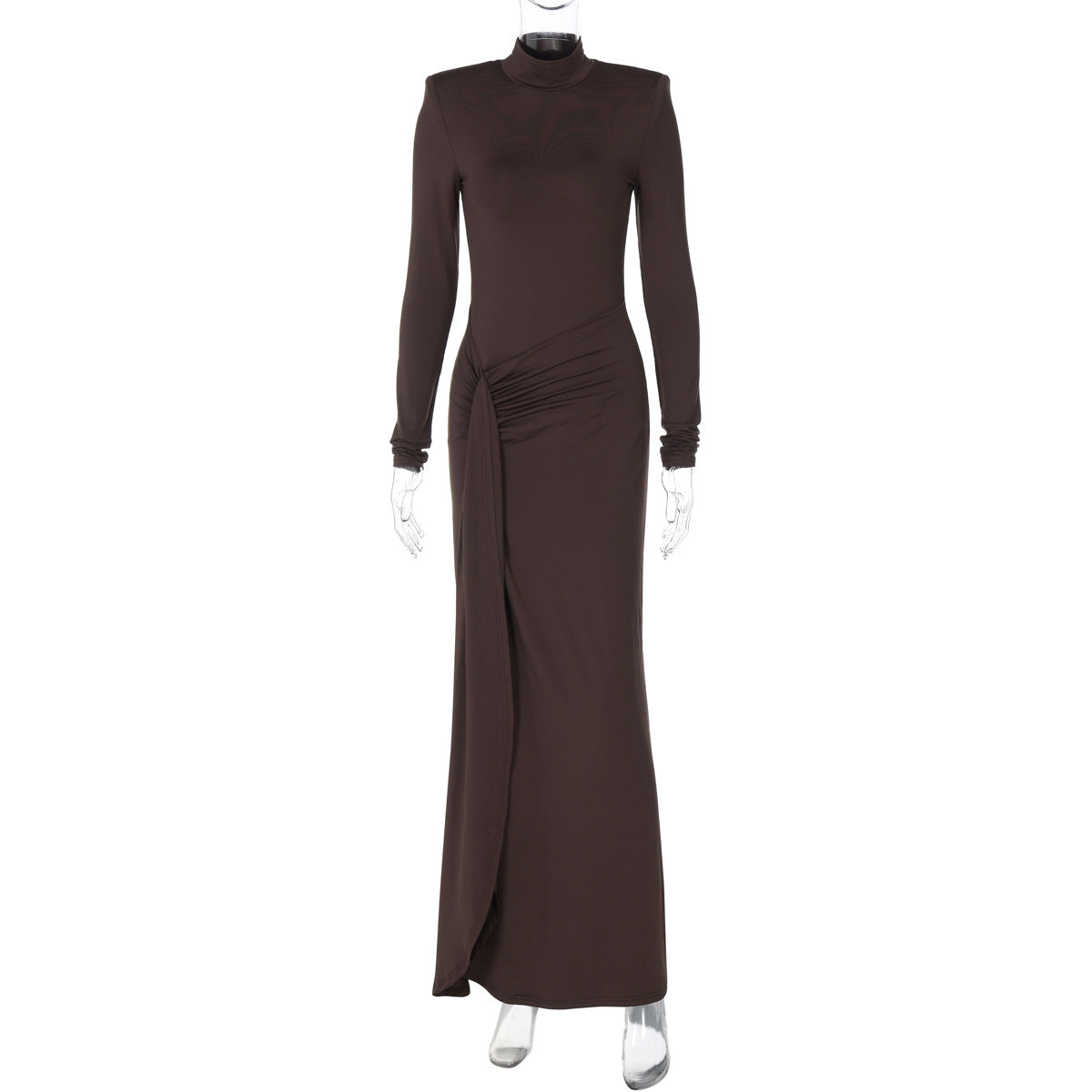 Vestido de invierno sexy con abertura y cuello alto para mujer