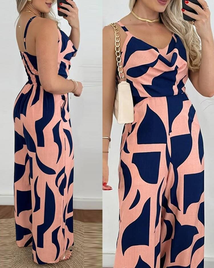 Mono de verano con tirantes y estampado para mujer