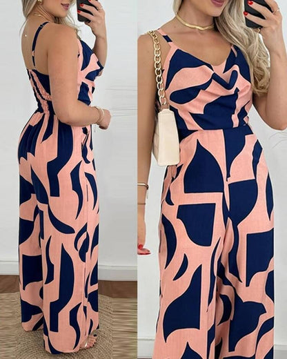 Mono de verano con tirantes y estampado para mujer
