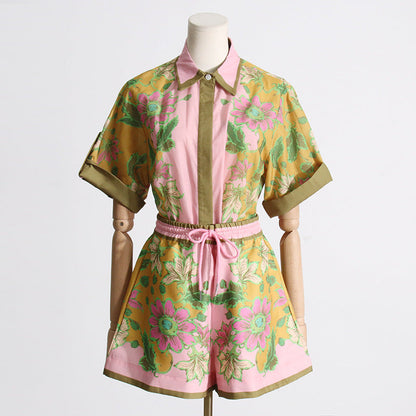 Traje de dos piezas para mujer, camiseta, pantalones cortos informales con diseño estampado único de verano