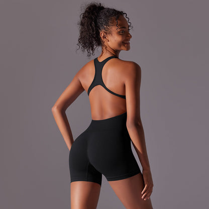 Mono de yoga sin costuras con espalda ajustada para mujer, de una pieza, para levantar la cadera, para deportes, pilates, fitness y yoga.
