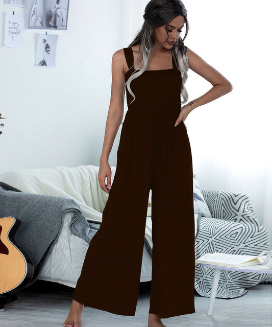 Ropa de verano para mujer, chaleco fruncido, mono de pierna ancha con tirantes para mujer
