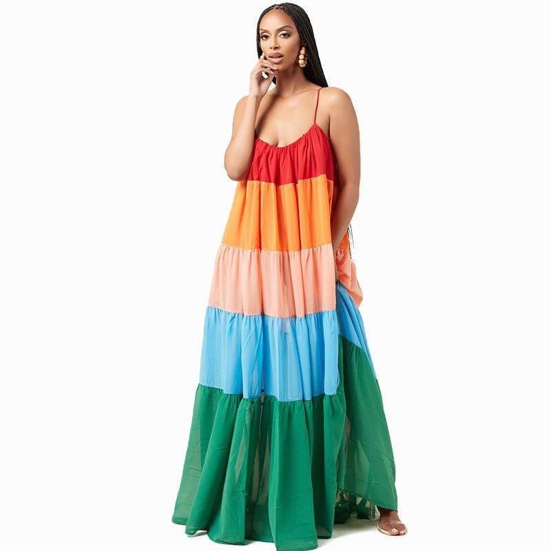 Vestido suelto con tirantes Ropa de mujer Vestido de verano Vestido largo de verano
