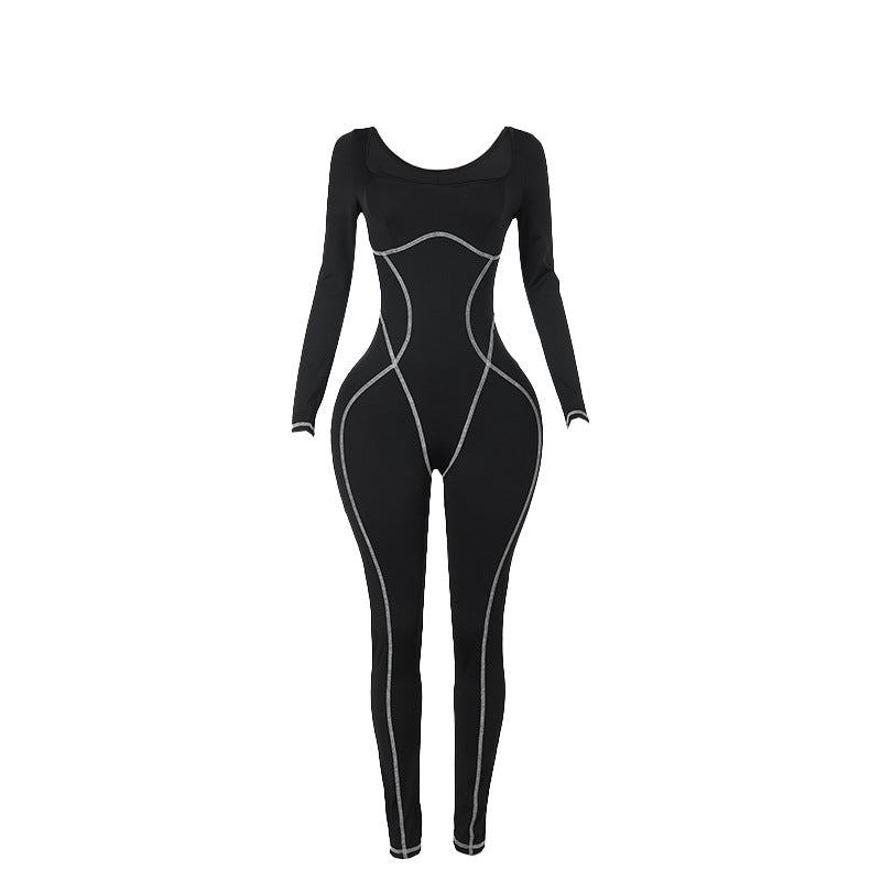 Mono de otoño para mujer, ropa de calle personalizada, sexy, ajustado, con cuello cuadrado y abertura