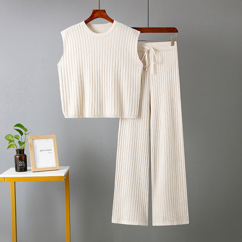 Ropa de verano para mujer, traje holgado informal de dos piezas, traje de color liso