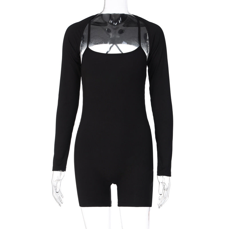 Mono ajustado con cuello en U y chal para mujer, ropa de otoño