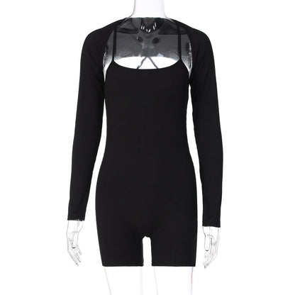 Mono ajustado con cuello en U y chal para mujer, ropa de otoño