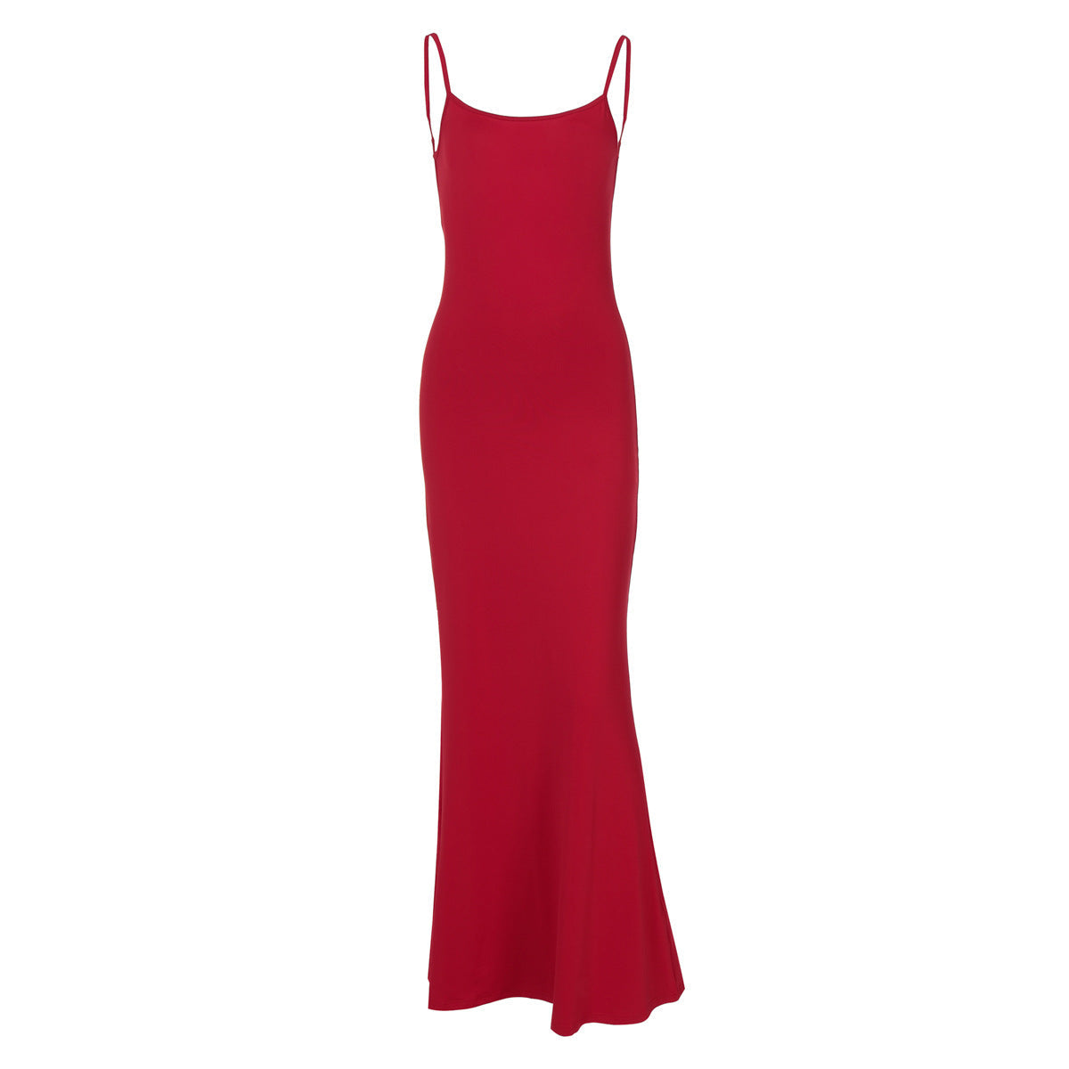 Vestido de primavera para mujer, sexy, ajustado, sin espalda, con tirantes y color liso.