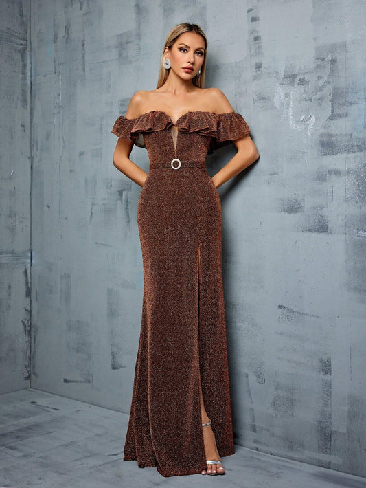 Off Shoulder Evening Dress Waist Slimming Fishtail Dress Stage Host Hostess Annual Meeting Catwalk Dress Women