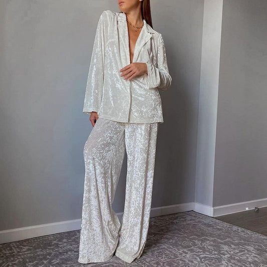Ropa de mujer, principios de primavera, manga larga, top holgado, pantalones de pierna ancha, ropa de casa, conjunto de traje informal tipo blazer holgado