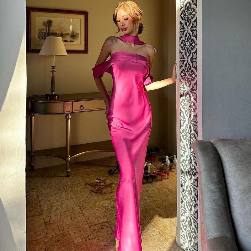 Vestido tubo con cremallera y espalda descubierta, sexy, de verano, color liso, para mujer