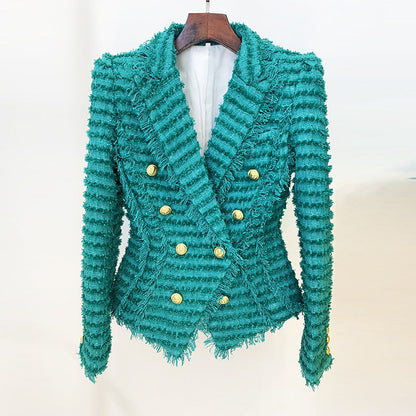 Goods Autumn Winter Star Tassel Fringe Tweed Slim Blazer