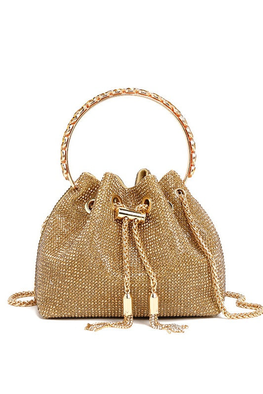 Bolso tipo cubo adornado con cristales 