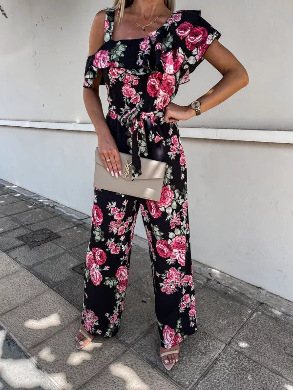 Mono holgado de verano con cordones y estampado