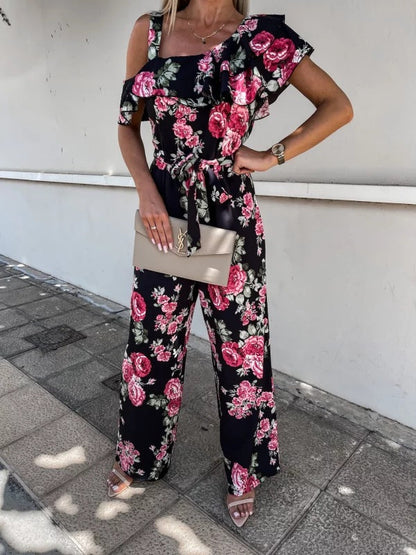Mono holgado de verano con cordones y estampado