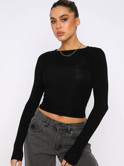 Camiseta de manga larga informal ajustada Y2g, transpirable, para uso exterior, que absorbe la humedad