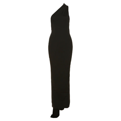Vestido de noche ajustado con cuello halter y espalda descubierta para mujer
