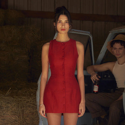Vestido básico elegante de chaleco de primavera ajustado sin mangas