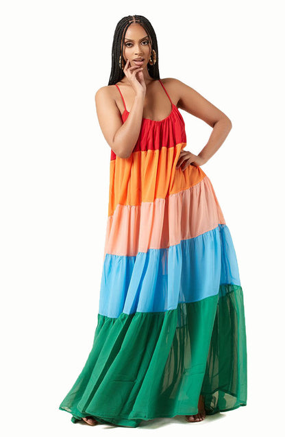 Vestido suelto con tirantes Ropa de mujer Vestido de verano Vestido largo de verano