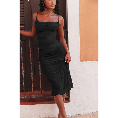 Vestido camisola de malla de encaje de moda con abertura en el pecho y corte ajustado de otoño para mujer