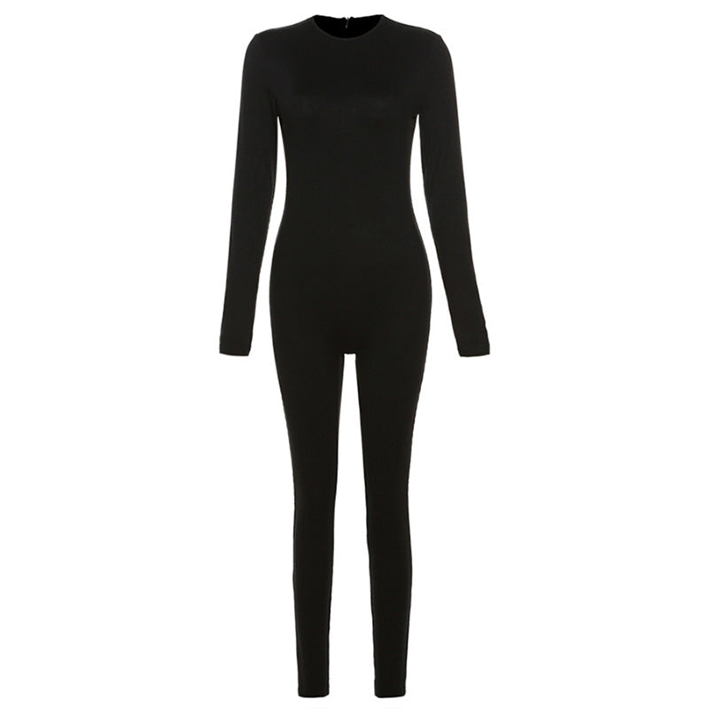 Mono deportivo ajustado de cintura alta de color liso para mujer, ropa de otoño e invierno