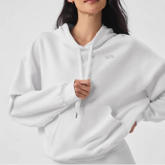 Conjunto de sudadera con capucha deportiva para otoño e invierno con etiqueta bordada en 3D para mujer