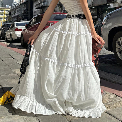 Traje de dos piezas francés dulce y sexy de moda de verano para mujer, top de tubo con hombros descubiertos y falda sin cinturón