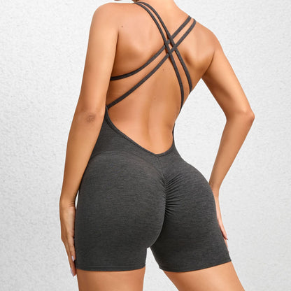 Pantalones de yoga plisados de color melocotón para mujer, de secado rápido, para entrenamiento, baile y deportes.